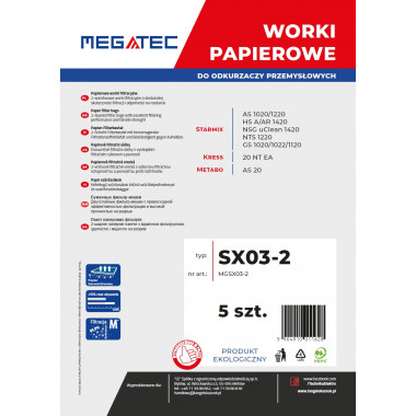 Worki papierowe Megatec do Starmix 20 L, kpl. 5 szt