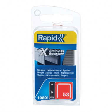 Zszywki Rapid z drutu cienkiego nr 53 (6 mm) ze stali nierdzewnej - opakowanie 1080 szt. RAPID-40109509