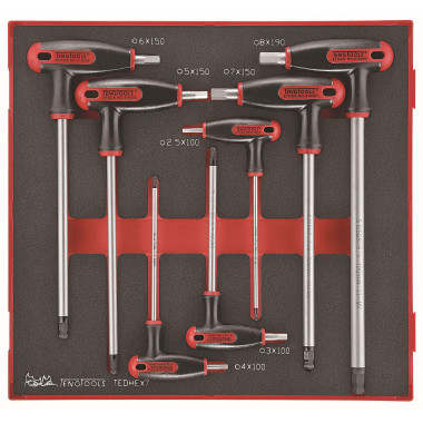 Zestaw 7 kluczy trzpieniowych sześciokątnych z rękojeścią poprzeczną Teng Tools TEDHEX7 238320105