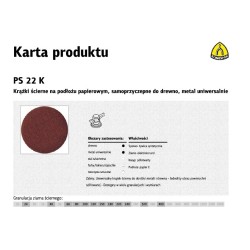 KLINGSPOR KRĄŻEK ŚCIERNY SAMOPRZYCZEPNY 125mm  PS22K gr. 24 /50szt. 