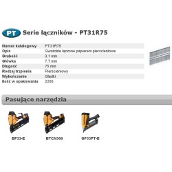 BOSTITCH GWOŹDZIE PT 33` 3,1 x 75mm RING 2200 szt. 