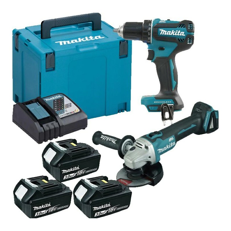 MAKITA ZESTAW COMBO 18V DLX2284J1 DDF485 + DGA504 3x3,0Ah 