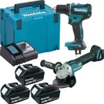 MAKITA ZESTAW COMBO 18V DLX2284J1 DDF485 + DGA504 3x3,0Ah 