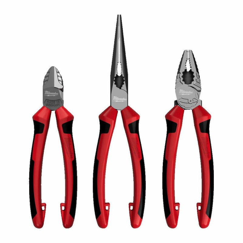 MILWAUKEE SZCZYPCE ZESTAW 3szt. (UNIWERSALNE 180mm, BOCZNE 160mm, DŁUGIE 205mm) 