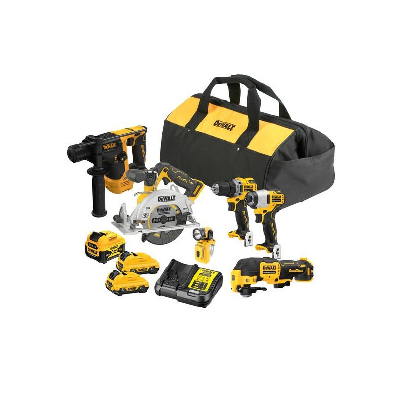 DEWALT ZESTAW COMBO 12V DCK611P1D2 (DCH072+DCS512+DCD701+DCF801+DCS353+DCL510) 1x5,0 2x2,0Ah TORBA 