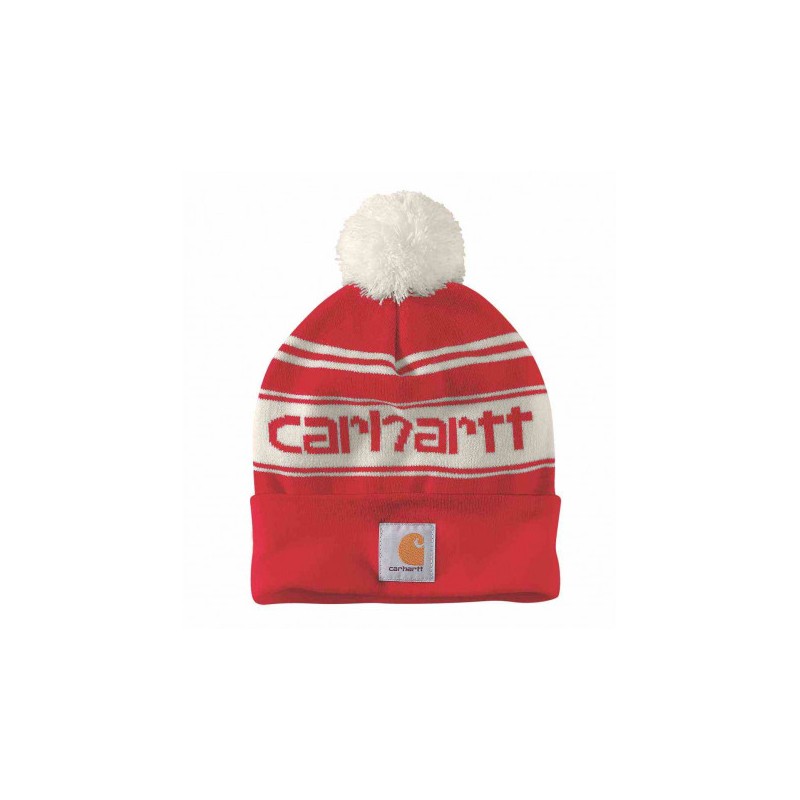 CZAPKA AKRYLOWA Z POMPONEM CZERWONA CARHARTT