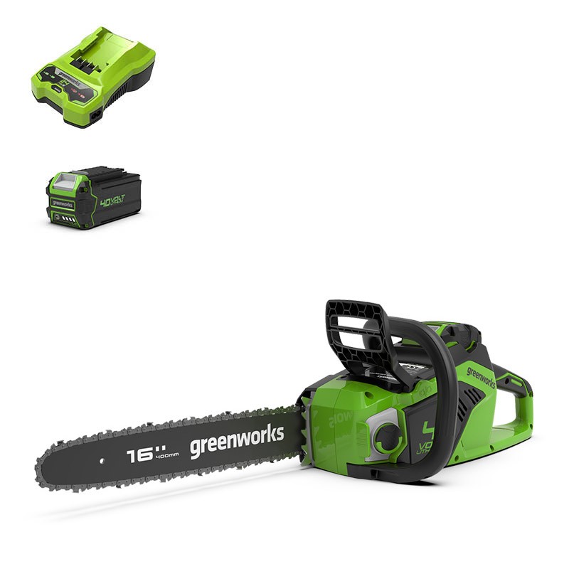 40V pilarka łańcuchowa 40 cm Greenworks GD40CS18K2X zestaw ładowarka + 2x aku 2Ah