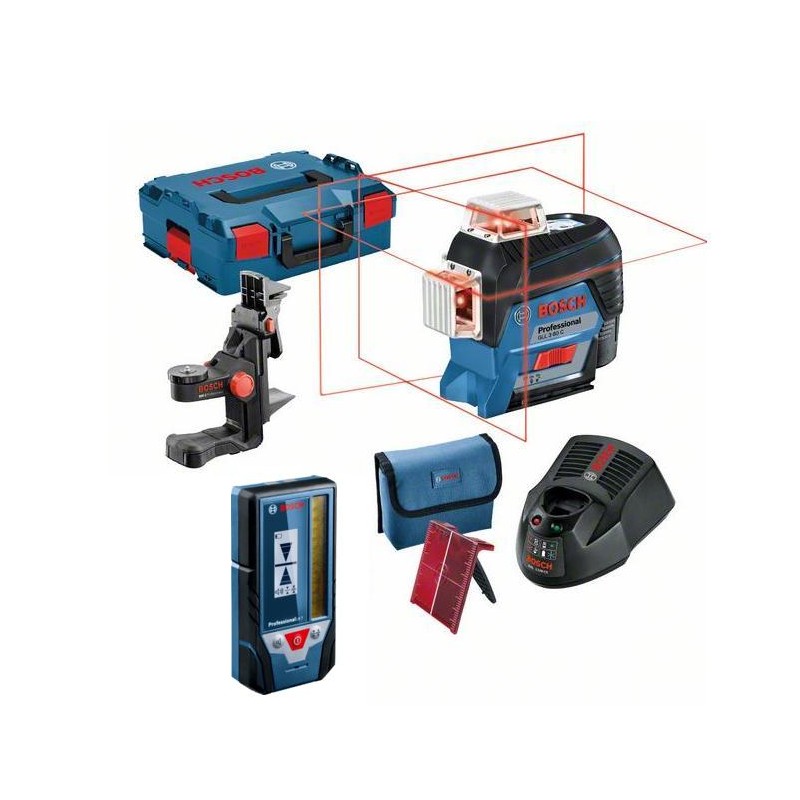 BOSCH LASER PŁASZCZYZNOWY GLL 3-80 C +UCHWYT BM 1 +ODBIORNIK LR 7 1x2,0Ah LB 