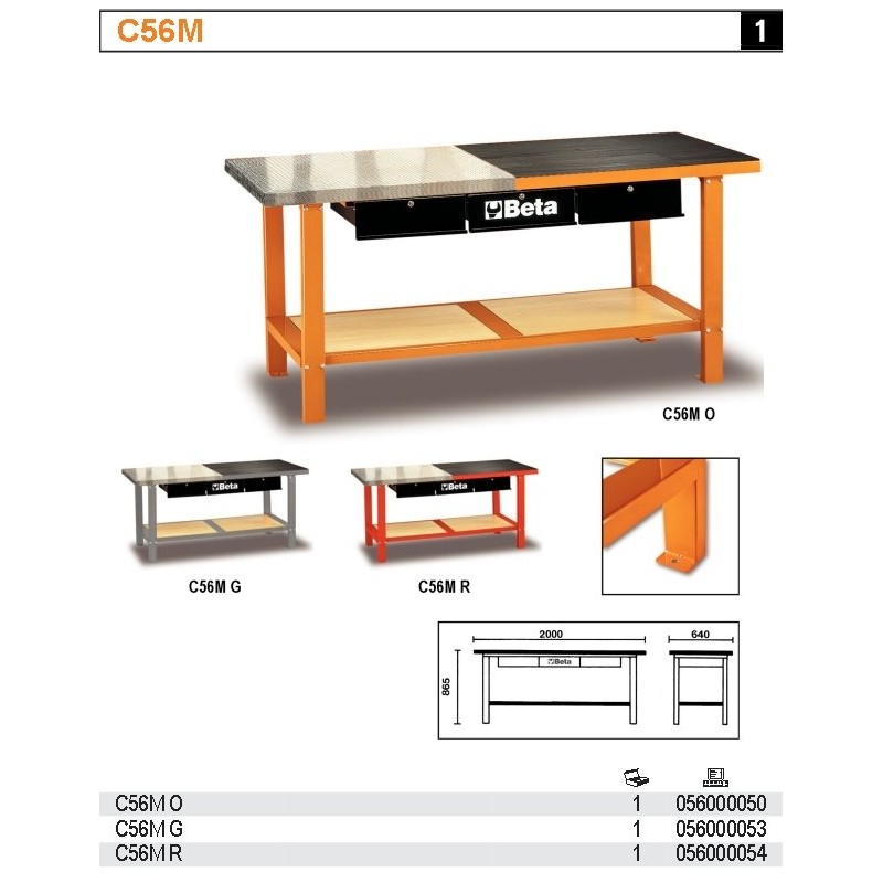 BETA STÓŁ WARSZTATOWY C56MR CZERWONY 
