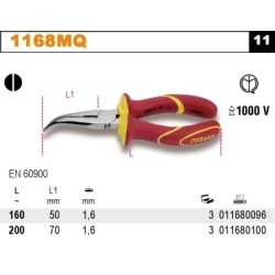 BETA SZCZYPCE PÓŁOKRĄGŁE ODGIĘTE O 45°, W IZOLACJI DO 1000V 160mm 1168MQ/160 