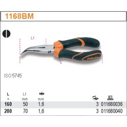 BETA SZCZYPCE PÓŁOKRĄGŁE ODGIĘTE O 45°, RĘKOJEŚCI Z KOMPOZYTU DWUMATERIAŁOWEGO 160mm 1168BM/160 