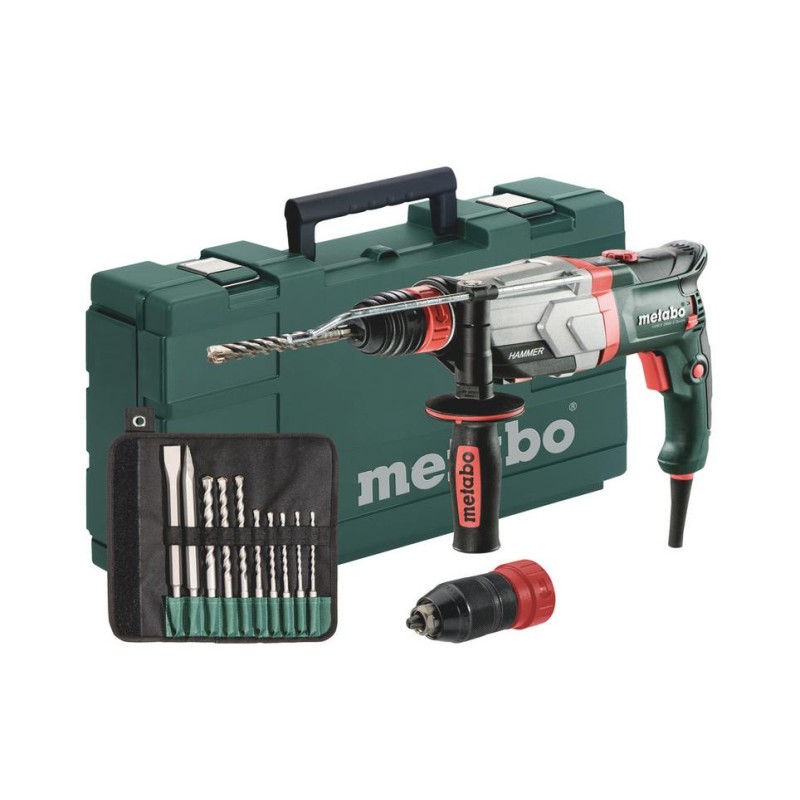 METABO MŁOTOWIERTARKA 1100W 3,4J + DODATKOWY UCHWYT KHE 2860-2 QUICK + ZESTAW WIERTEŁ I DŁUT 10 elem 