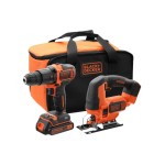 BLACK+DECKER ZESTAW 18V WKRĘTARKA + WYRZYNARKA 1x1,5Ah + TORBA 