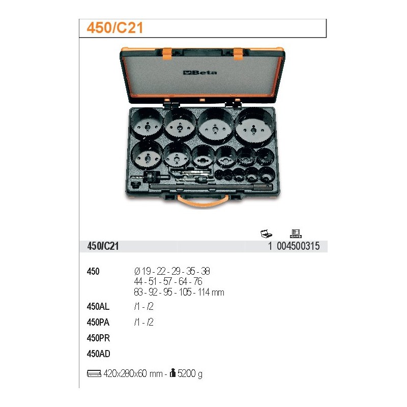 BETA ZESTAW OTWORNIC 19-114mm/21szt. 