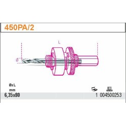 BETA WIERTŁO PROWADZĄCE DO UCHWYTU 450AL/2, MODEL 450PA/2, 6,35X80MM 