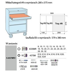 KING TONY  WKŁAD DO WÓZKA ZESTAW KLUCZY NASADOWY 1/2" 37el. 