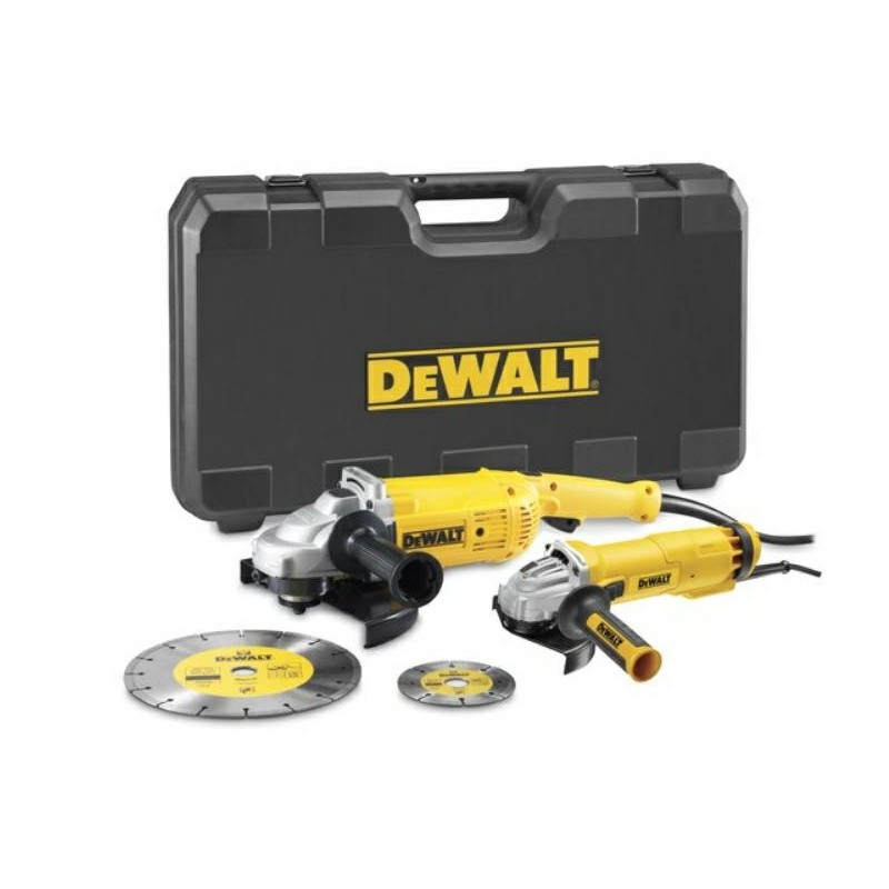 DEWALT ZESTAW SZLIFIEREK KĄTOWYCH 230+125mm (DWE492+DWE4207) +TARCZE DT3711,  DT3731 KUFER 