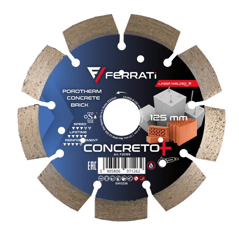 TARCZA DIAMENTOWA SEGMENTOWA 125mm CONCRETO PLUS FERRATI F20169